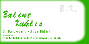 balint kuklis business card